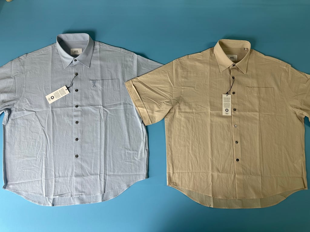 Ami Paris Ami de Coeur Short Sleeve Shirt Beige - 19