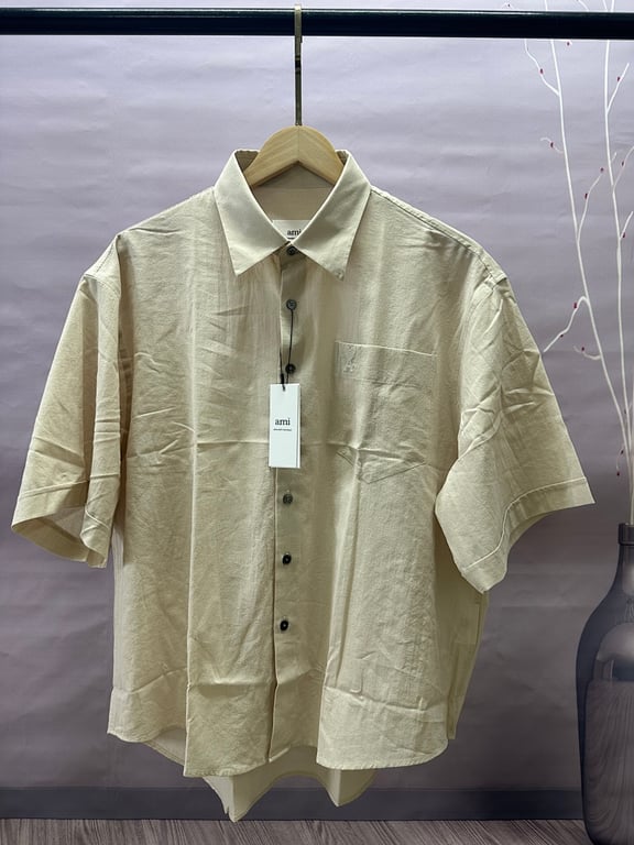 Ami Paris Ami de Coeur Short Sleeve Shirt Beige - 3