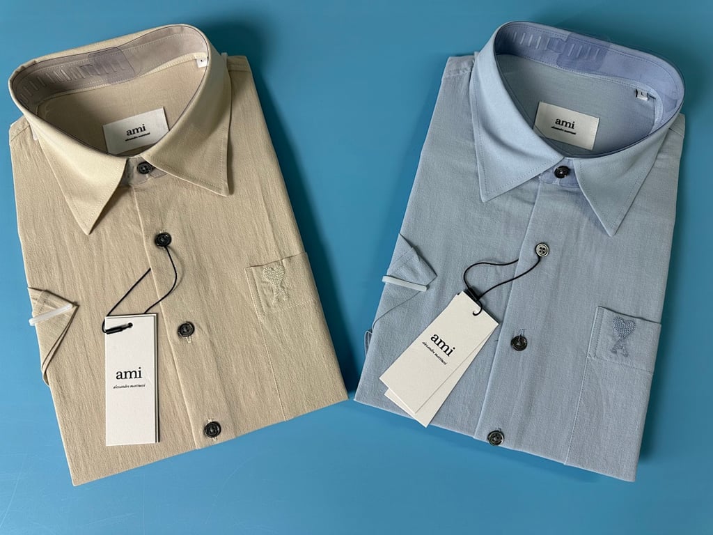 Ami Paris Ami de Coeur Short Sleeve Shirt Beige - 36