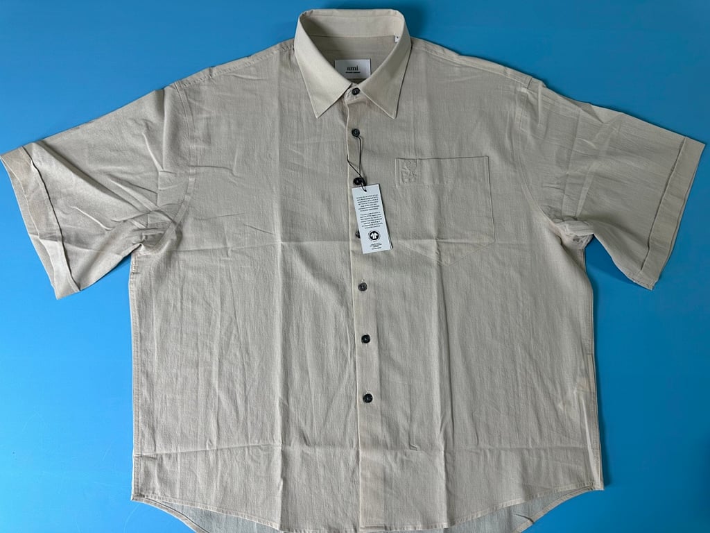 Ami Paris Ami de Coeur Short Sleeve Shirt Beige - 6