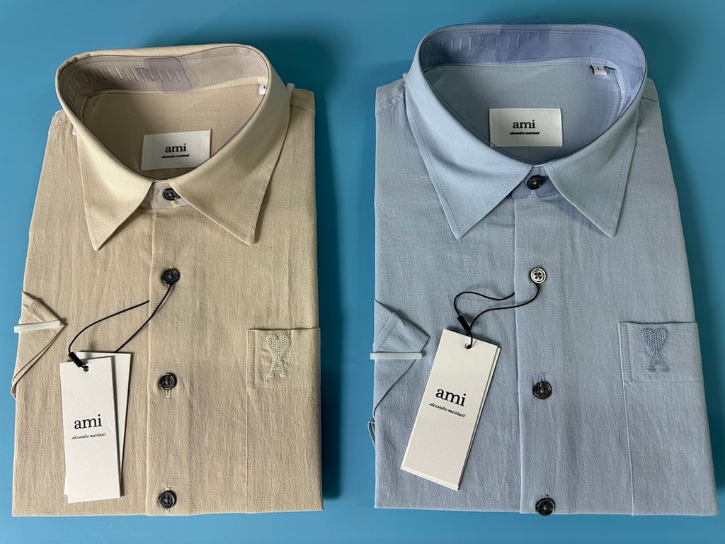 Ami Paris Ami de Coeur Short Sleeve Shirt Beige - 7
