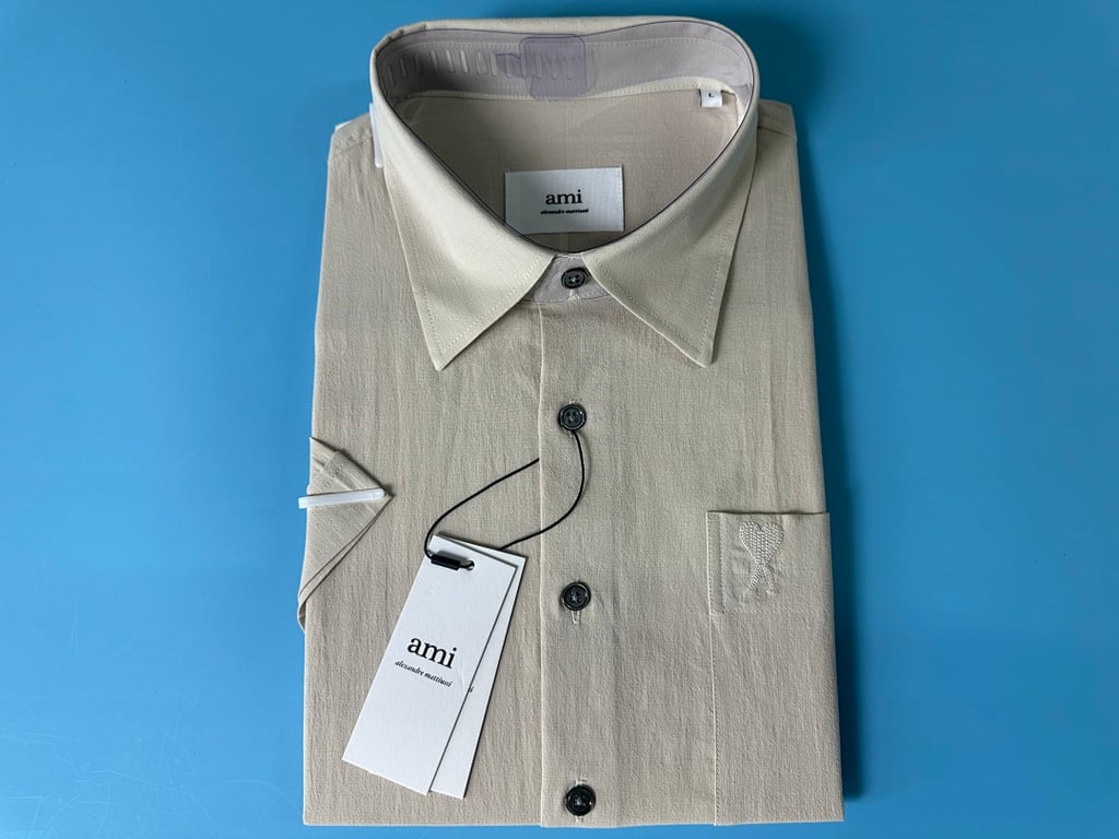Ami Paris Ami de Coeur Short Sleeve Shirt Beige - 8
