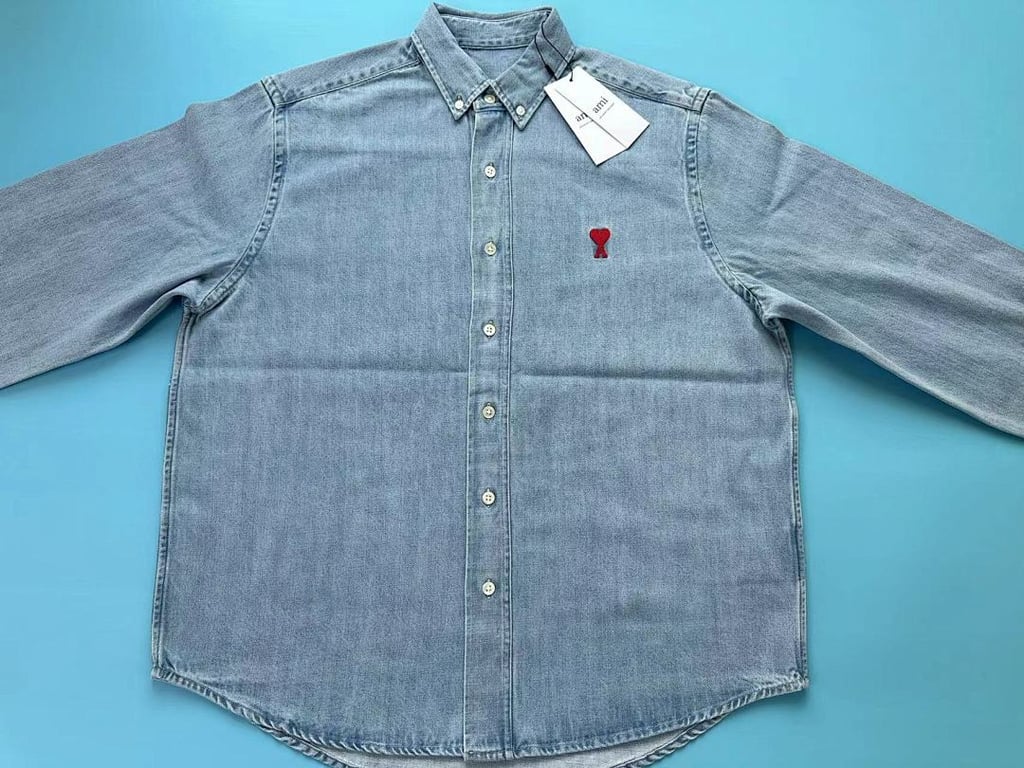 Ami Paris Vintage Denim Shirt Light Blue - 10