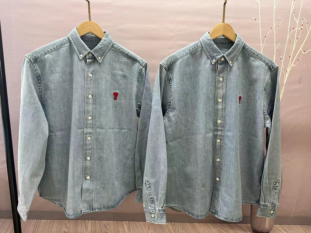 Ami Paris Vintage Denim Shirt Light Blue - 20