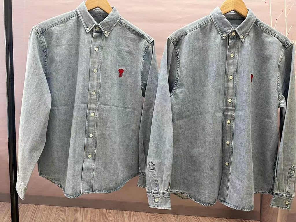 Ami Paris Vintage Denim Shirt Light Blue - 23