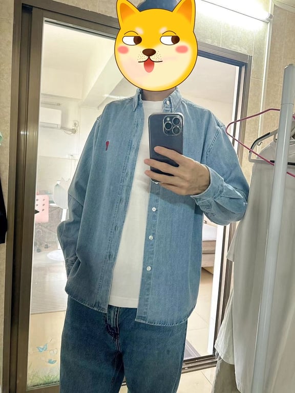 Ami Paris Vintage Denim Shirt Light Blue - 8