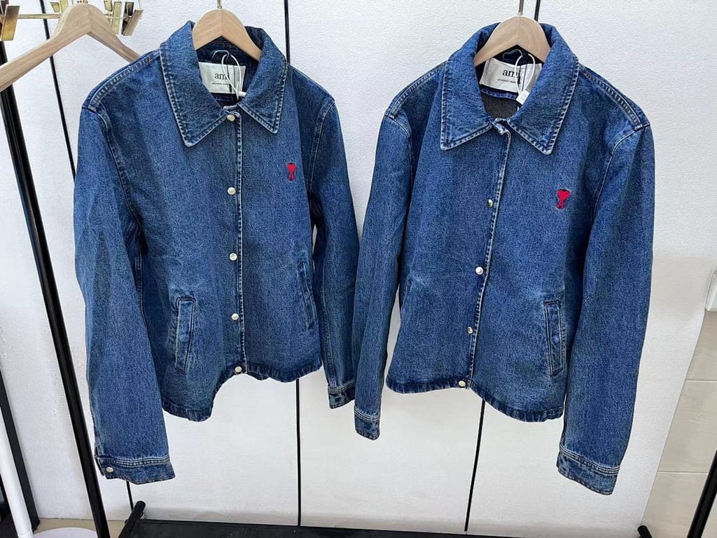 Ami Paris Ami de Coeur Denim Jacket Blue - 4