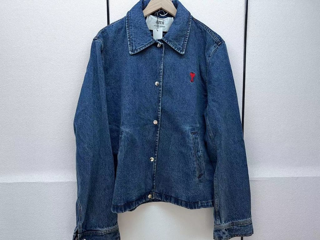 Ami Paris Ami de Coeur Denim Jacket Blue - 5