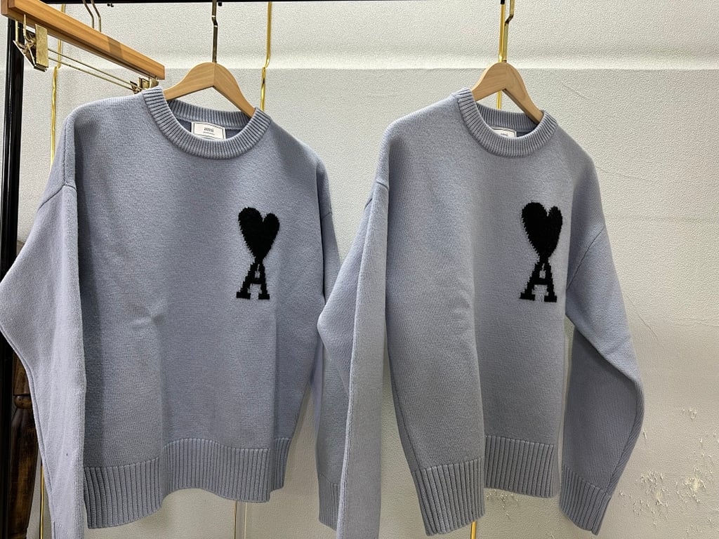 Ami Paris Ami de Coeur Sweater Steel Blue - 17