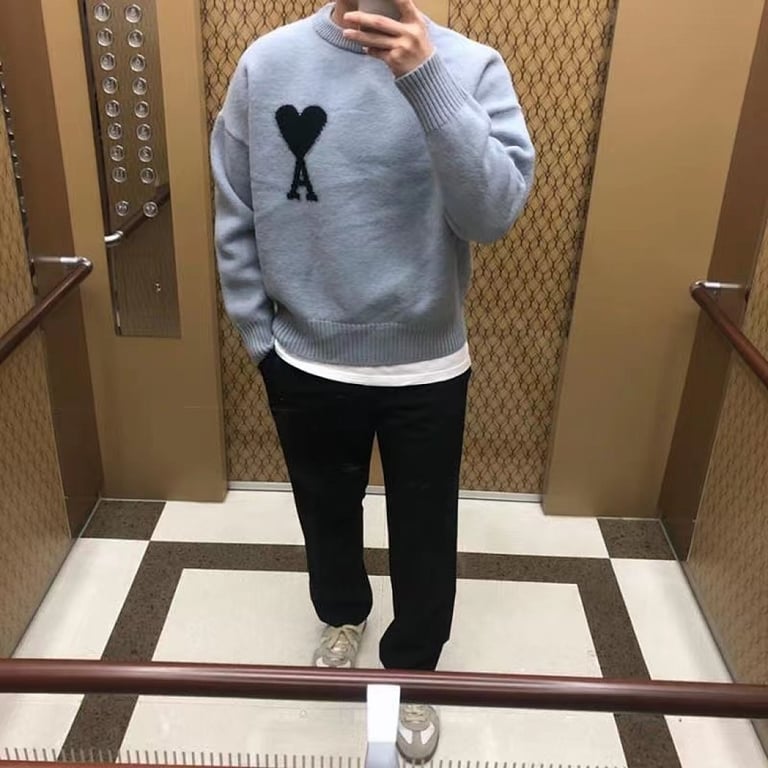Ami Paris Ami de Coeur Sweater Steel Blue - 42
