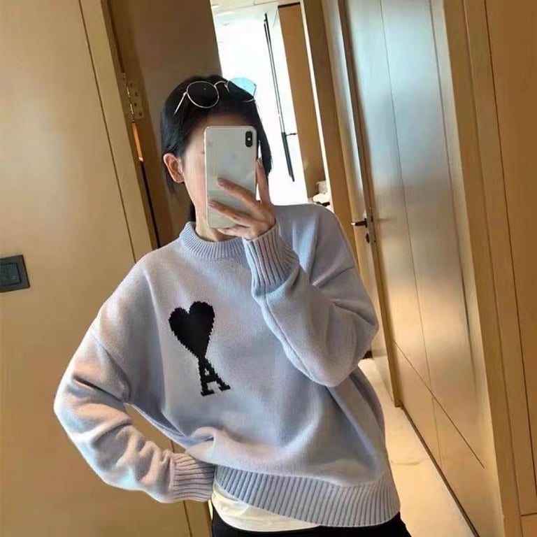 Ami Paris Ami de Coeur Sweater Steel Blue - 46