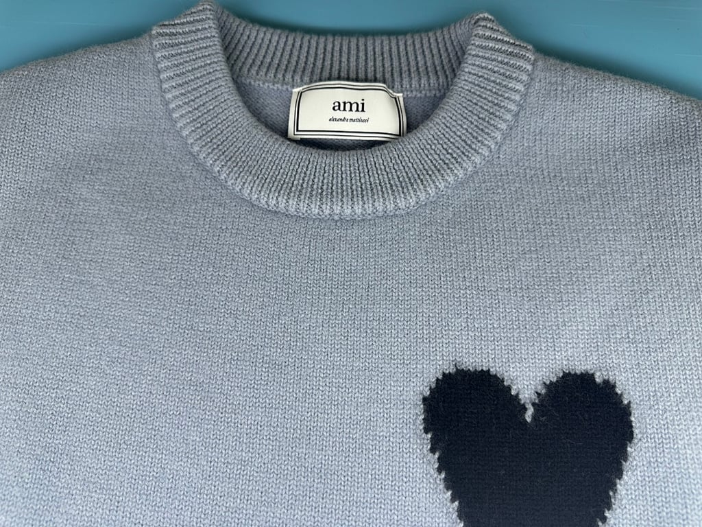Ami Paris Ami de Coeur Sweater Steel Blue - 8