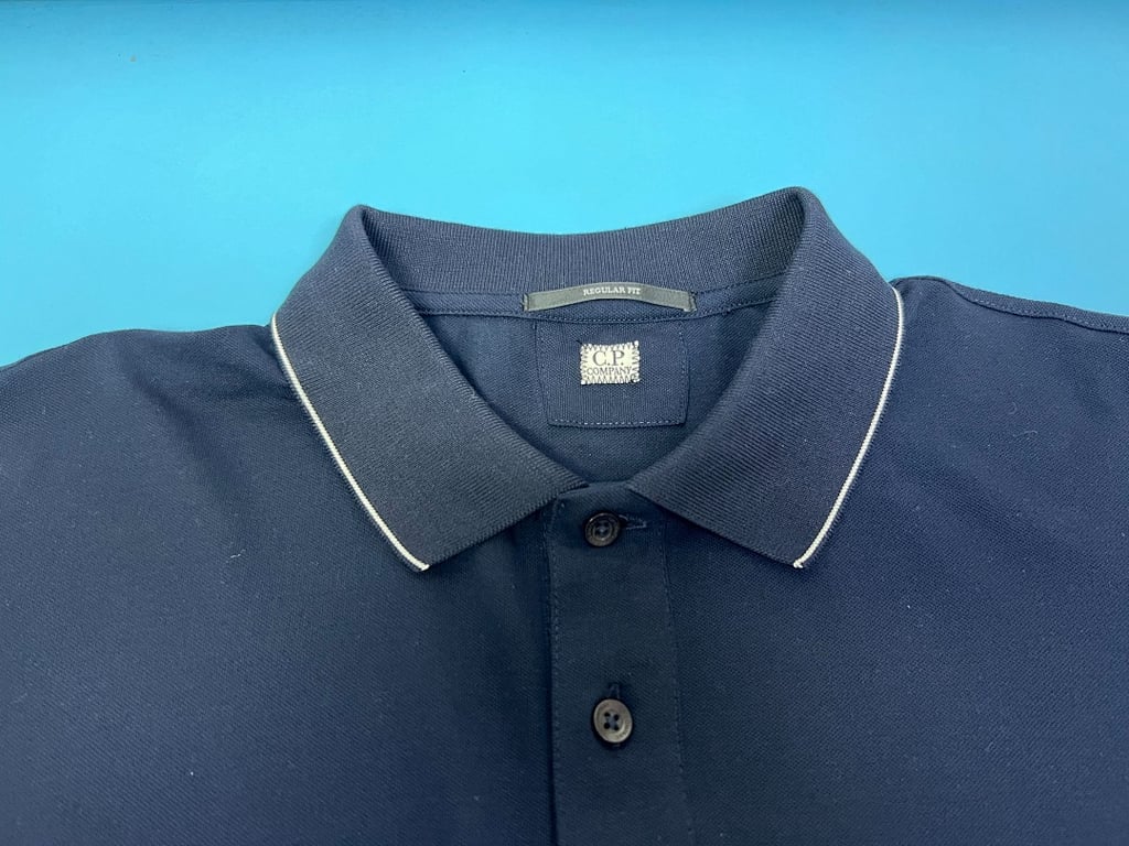 C.P. Company Piquet Striped Collar Polo - 14