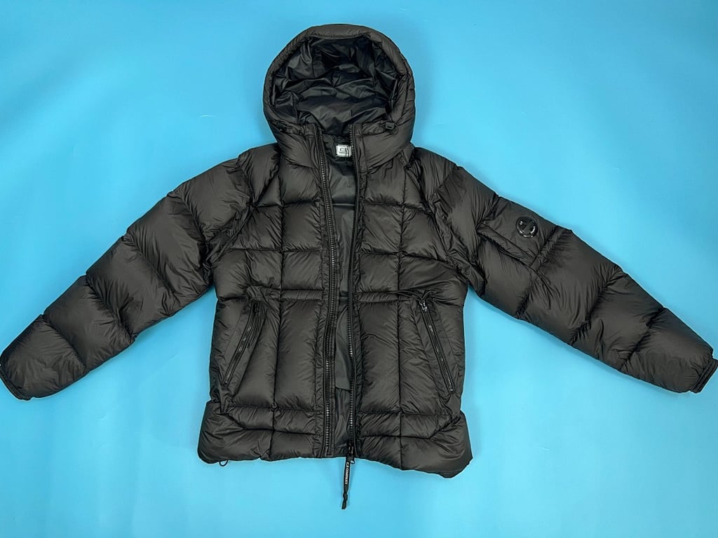 C.P. Company Quilted Ripstop Hooded Down Jacket Black - 14