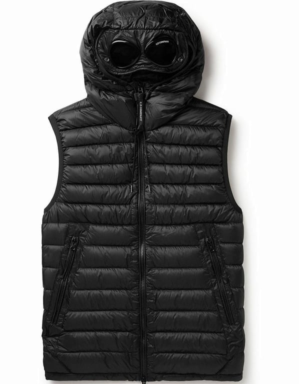 C.P. Company Quilted Goggle Hooded Down Gilet Black - 3