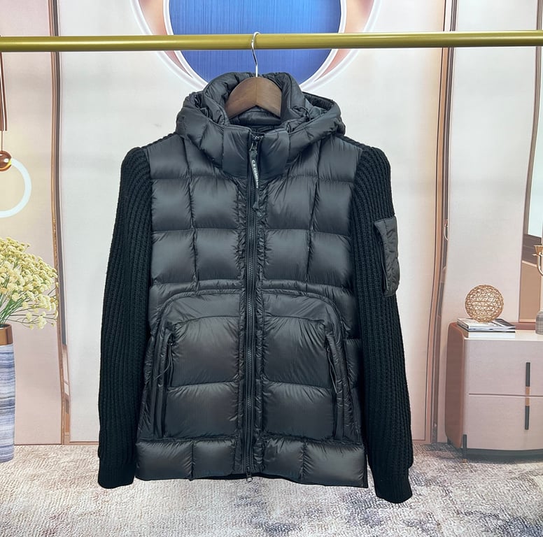 C.P. Company Mixed Hooded Wool Cardigan Black - 12