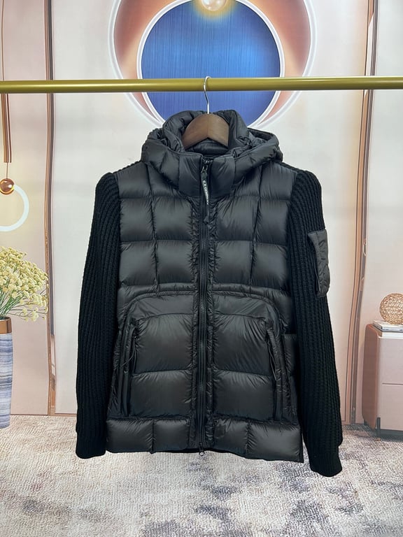 C.P. Company Mixed Hooded Wool Cardigan Black - 13