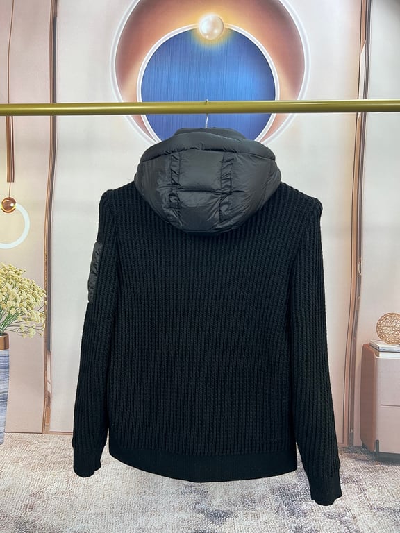 C.P. Company Mixed Hooded Wool Cardigan Black - 14