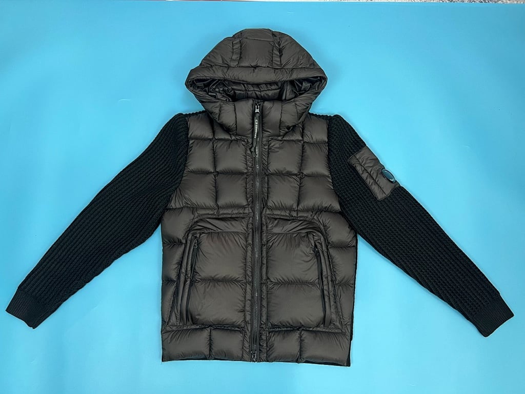C.P. Company Mixed Hooded Wool Cardigan Black - 16