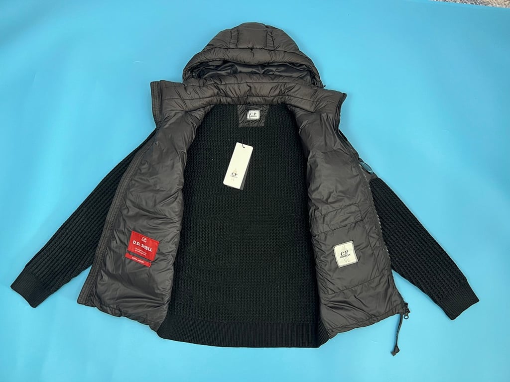 C.P. Company Mixed Hooded Wool Cardigan Black - 19