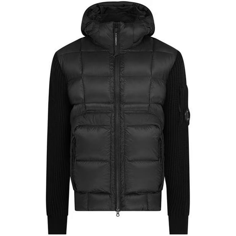 C.P. Company Mixed Hooded Wool Cardigan Black - 4