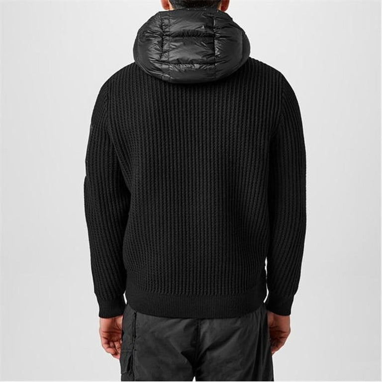 C.P. Company Mixed Hooded Wool Cardigan Black - 5