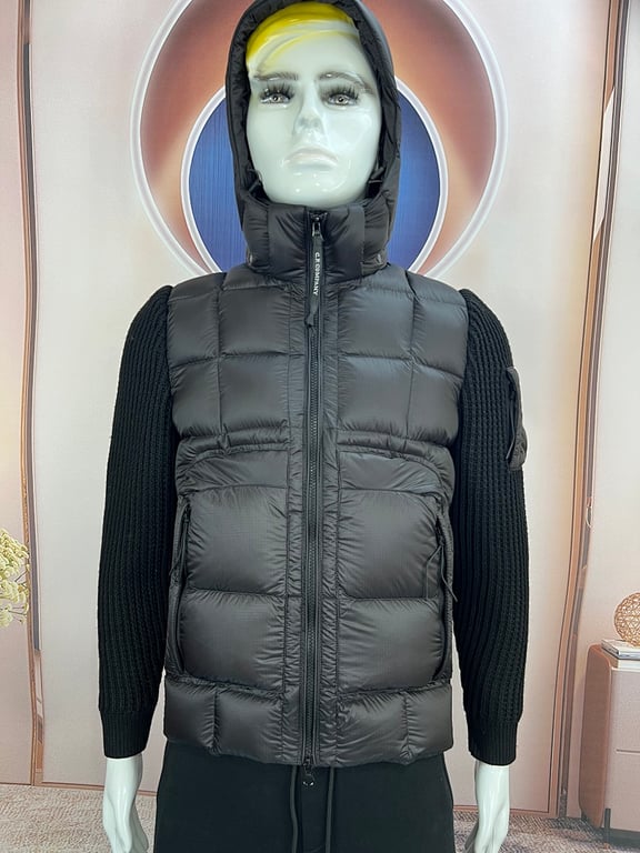 C.P. Company Mixed Hooded Wool Cardigan Black - 6