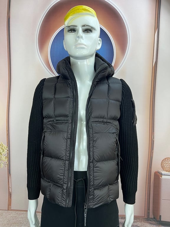 C.P. Company Mixed Hooded Wool Cardigan Black - 10