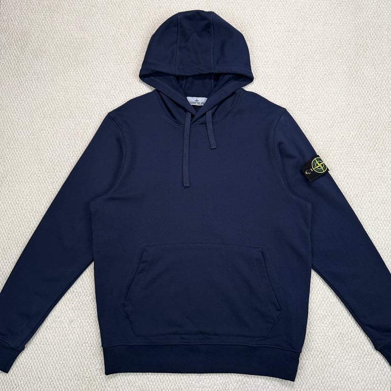 Stone Island Navy Blue Cotton Fleece Hoodie - 11