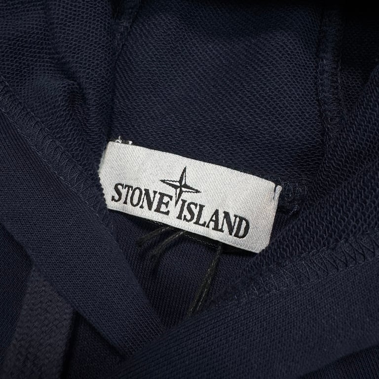 Stone Island Navy Blue Cotton Fleece Hoodie - 3