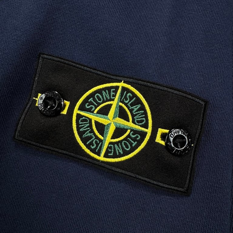 Stone Island Navy Blue Cotton Fleece Hoodie - 6