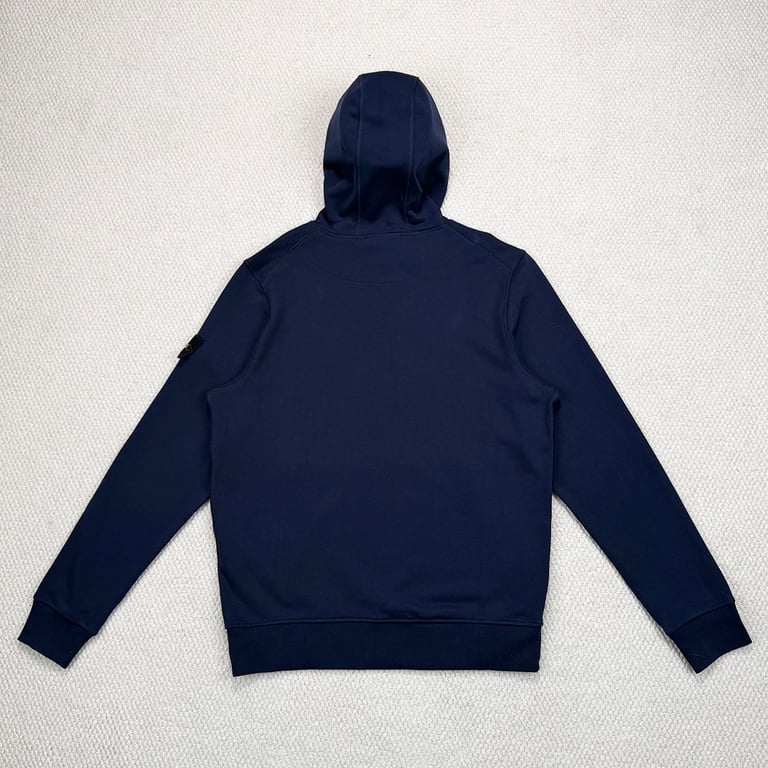 Stone Island Navy Blue Cotton Fleece Hoodie - 7