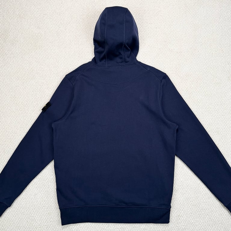Stone Island Navy Blue Cotton Fleece Hoodie - 8