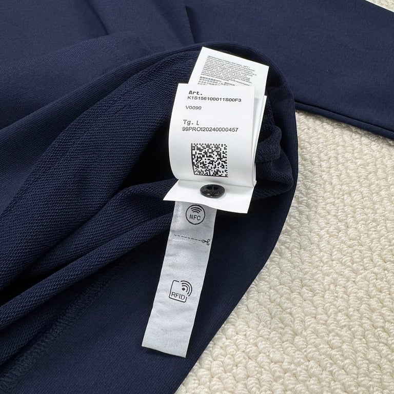Stone Island Navy Blue Cotton Fleece Hoodie - 9