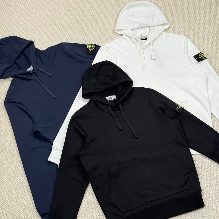 Stone Island White Cotton Fleece Hoodie - 2