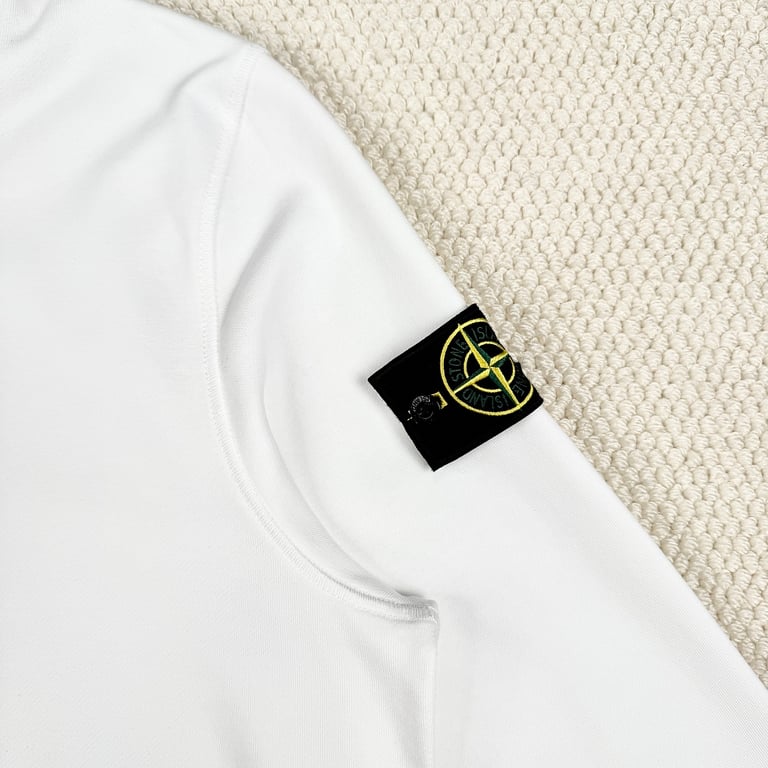 Stone Island White Cotton Fleece Hoodie - 13