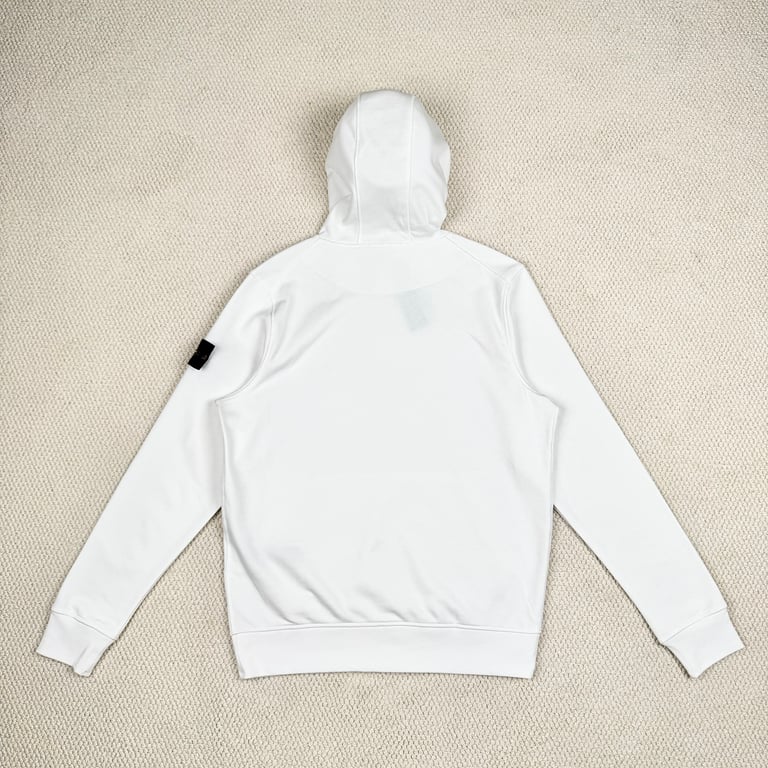 Stone Island White Cotton Fleece Hoodie - 14