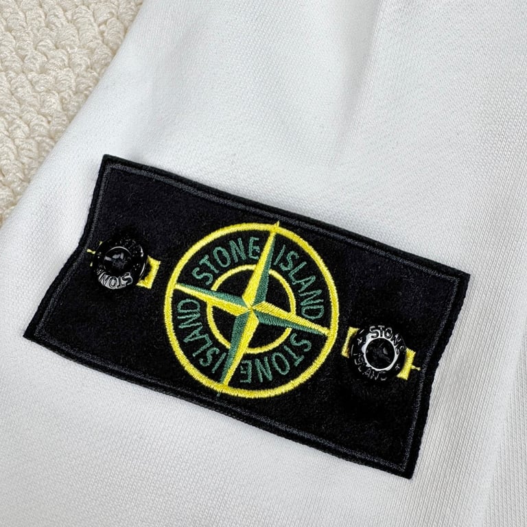 Stone Island White Cotton Fleece Hoodie - 3