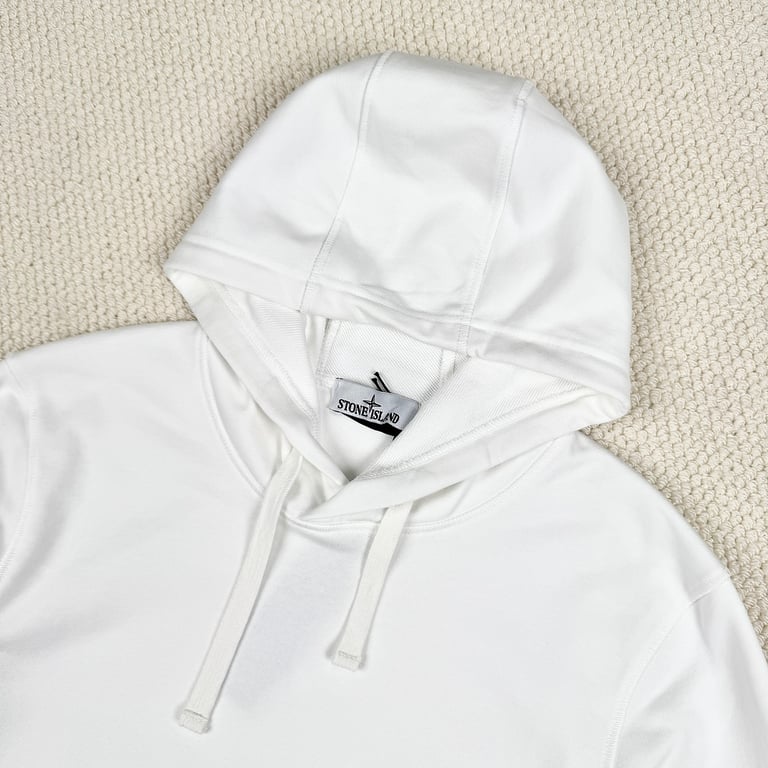 Stone Island White Cotton Fleece Hoodie - 4