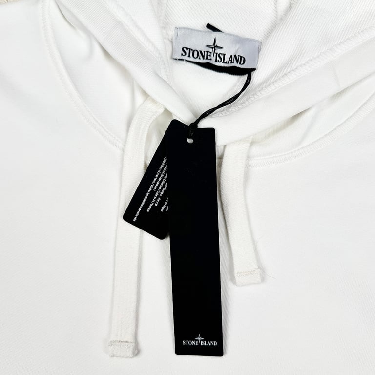 Stone Island White Cotton Fleece Hoodie - 5