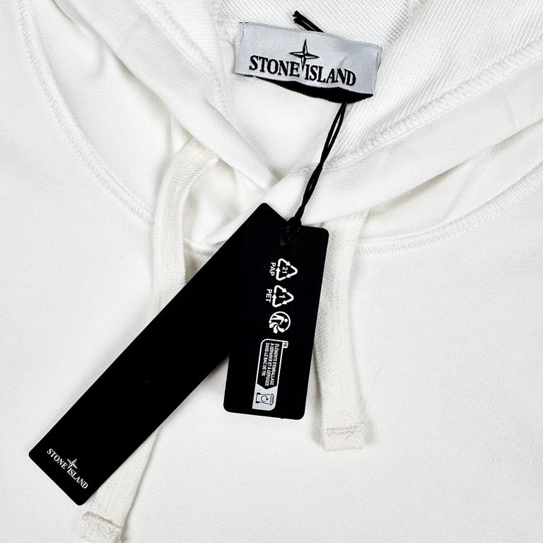 Stone Island White Cotton Fleece Hoodie - 6
