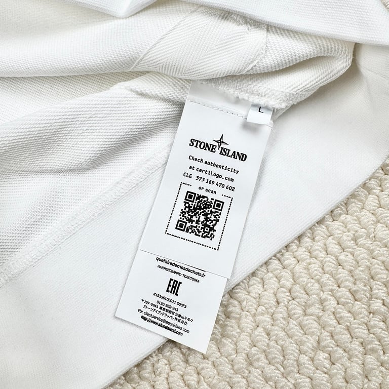 Stone Island White Cotton Fleece Hoodie - 8