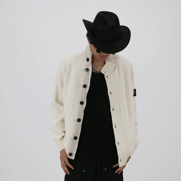 Stone Island 24SS Knitted Cardigan Cream - 4