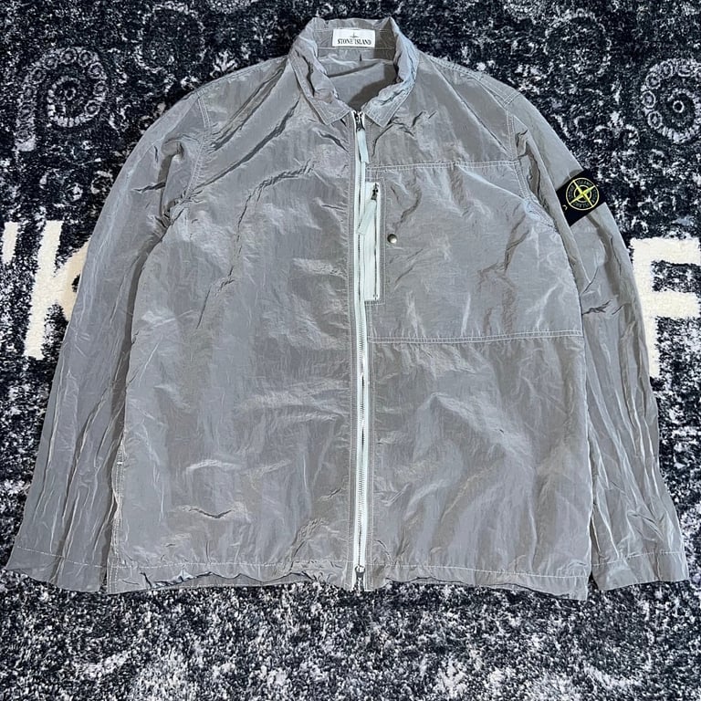 Stone Island 25SS Metallic Nylon Overshirt Silver - 11