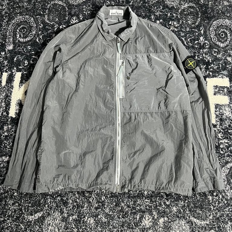Stone Island 25SS Metallic Nylon Overshirt Silver - 12