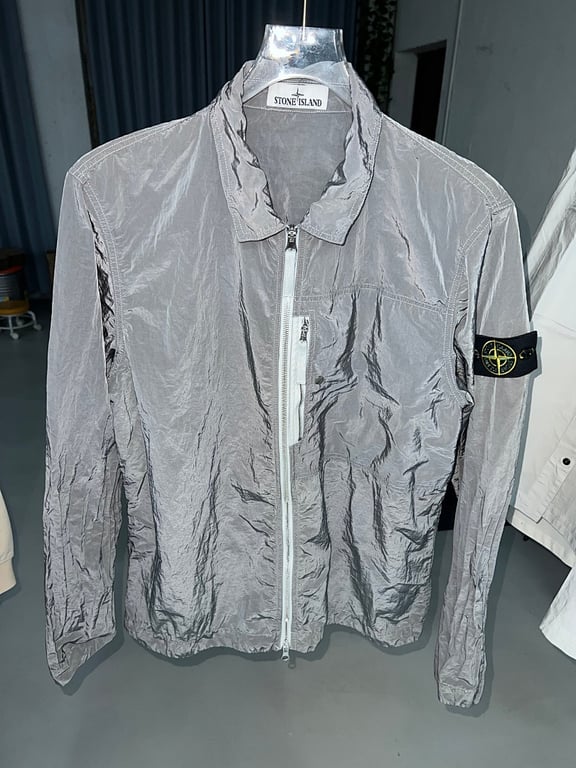 Stone Island 25SS Metallic Nylon Overshirt Silver - 3