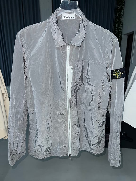 Stone Island 25SS Metallic Nylon Overshirt Silver - 4