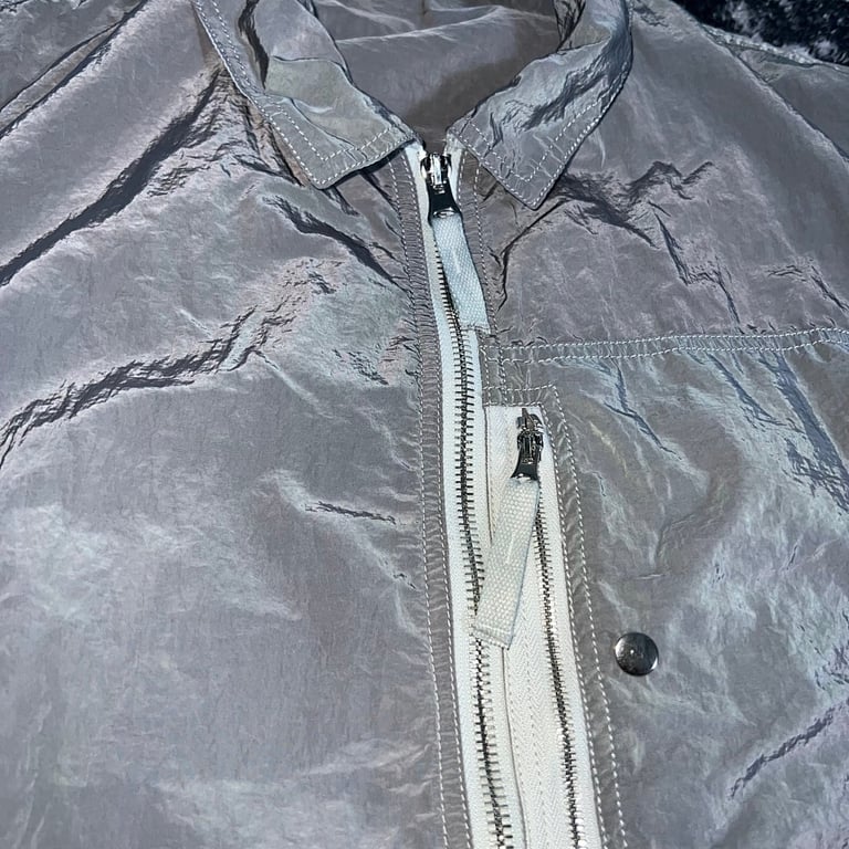 Stone Island 25SS Metallic Nylon Overshirt Silver - 7