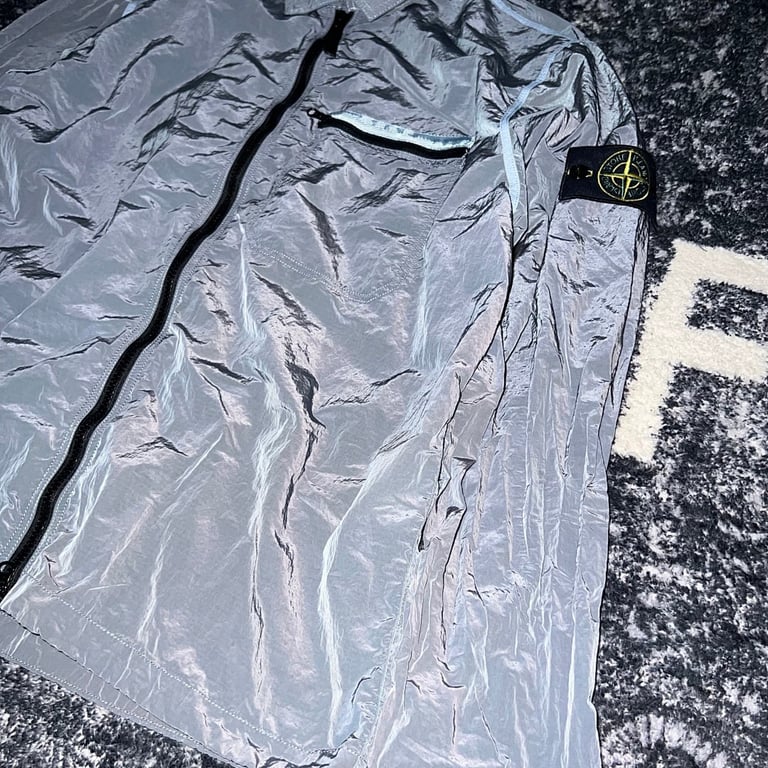 Stone Island 24SS Metallic Nylon Overshirt Ice Blue - 13