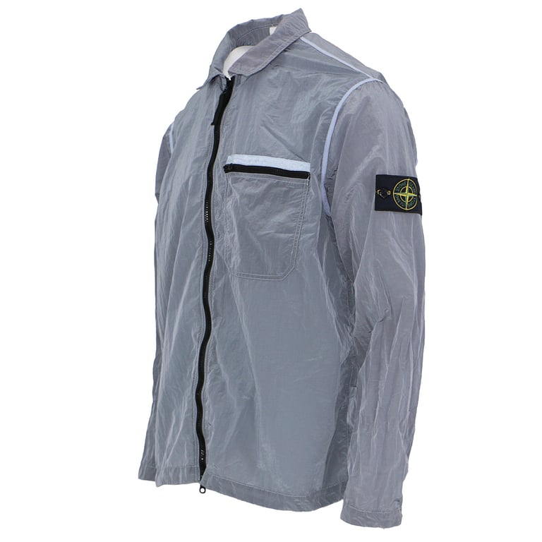 Stone Island 24SS Metallic Nylon Overshirt Ice Blue - 20